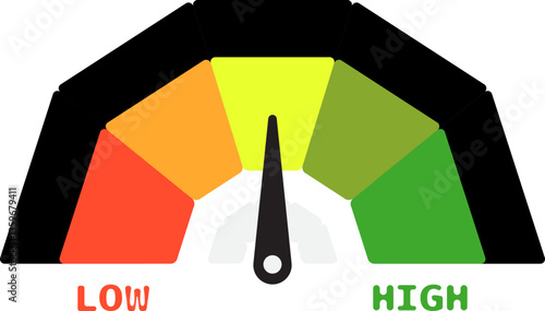 Colorful High Low Gauge, Measurement Indicator Icon