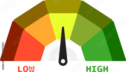 Colorful High Low Gauge, Measurement Indicator Icon