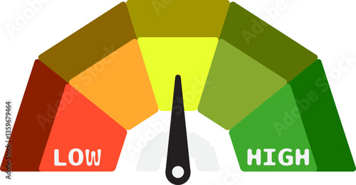 Colorful High Low Gauge, Measurement Indicator Icon