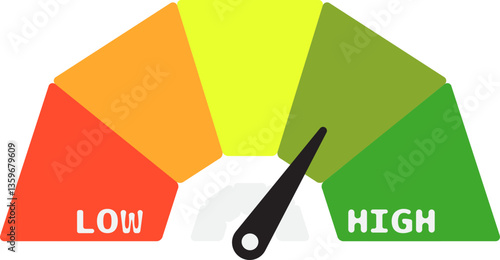 Colorful High Low Gauge, Measurement Indicator Icon