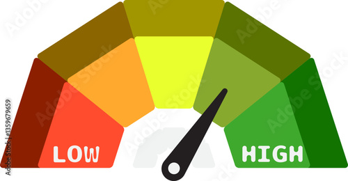 Colorful High Low Gauge, Measurement Indicator Icon