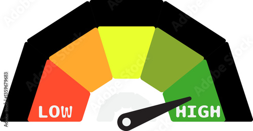 Colorful High Low Gauge, Measurement Indicator Icon