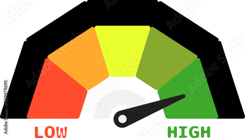 Colorful High Low Gauge, Measurement Indicator Icon