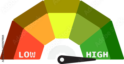 Colorful High Low Gauge, Measurement Indicator Icon
