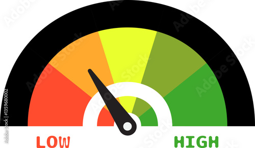 Colorful High Low Gauge, Measurement Indicator Icon