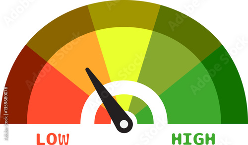 Colorful High Low Gauge, Measurement Indicator Icon