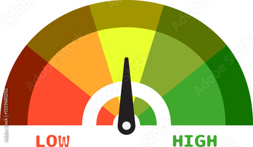 Colorful High Low Gauge, Measurement Indicator Icon