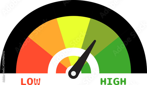 Colorful High Low Gauge, Measurement Indicator Icon