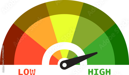 Colorful High Low Gauge, Measurement Indicator Icon