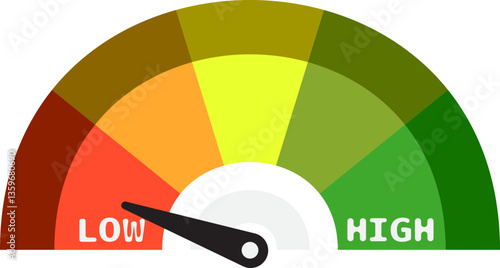 Colorful High Low Gauge, Measurement Indicator Icon