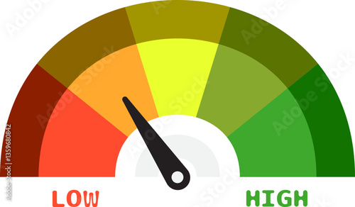 Colorful High Low Gauge, Measurement Indicator Icon