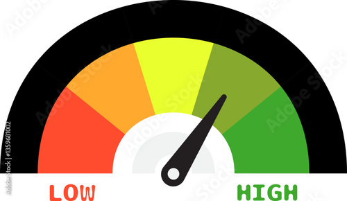 Colorful High Low Gauge, Measurement Indicator Icon