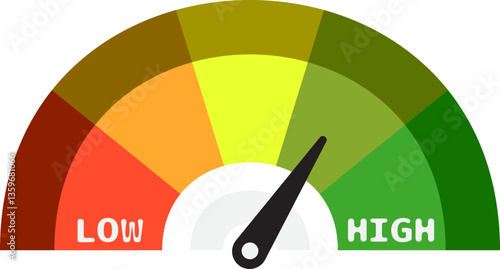 Colorful High Low Gauge, Measurement Indicator Icon