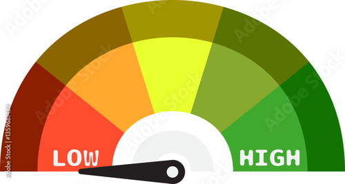Colorful High Low Gauge, Measurement Indicator Icon