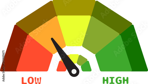 Colorful High Low Gauge, Measurement Indicator Icon