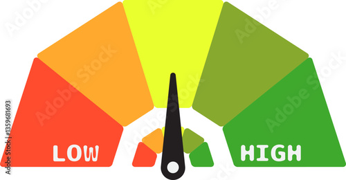Colorful High Low Gauge, Measurement Indicator Icon