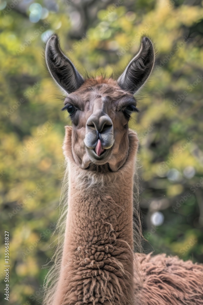 Obraz premium Playful Llama Sticks Tongue Out