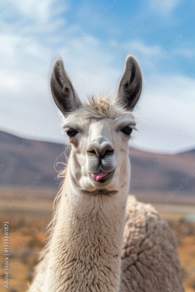 Obraz premium Playful Llama with a Tongue Out