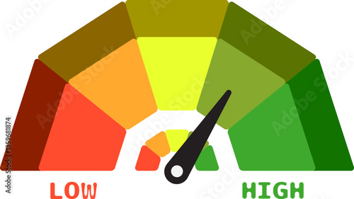 Colorful High Low Gauge, Measurement Indicator Icon