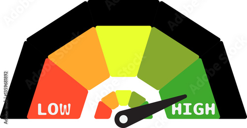 Colorful High Low Gauge, Measurement Indicator Icon