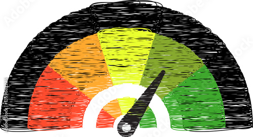 Colorful High Low Gauge, Measurement Indicator Icon