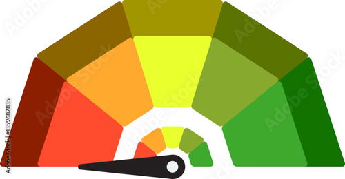 Colorful High Low Gauge, Measurement Indicator Icon