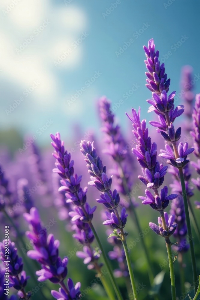 Obraz premium Vibrant lavender plants sway gently in a breeze , stock, asset