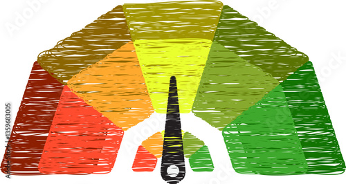 Colorful High Low Gauge, Measurement Indicator Icon