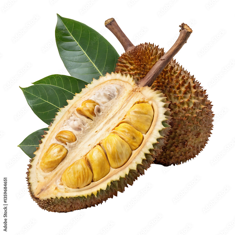 Obraz premium Jackfruits with leaves isolated
