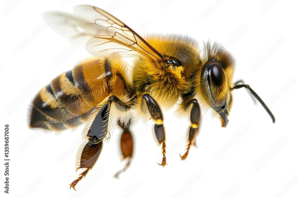 A Stunning Bee is Flying, Isolated on Transparent Background, Macro, Incredible Pollinator A Stunning Bee is Flying, Isolated on Transparent Background, Macro, Incredible Pollinator