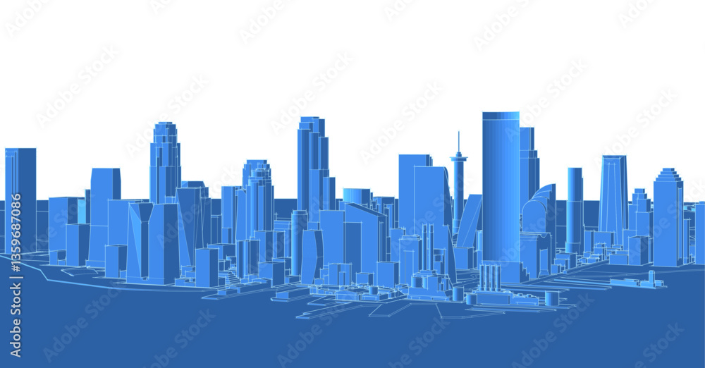 Fototapeta premium modern city panorama 3d illustration 