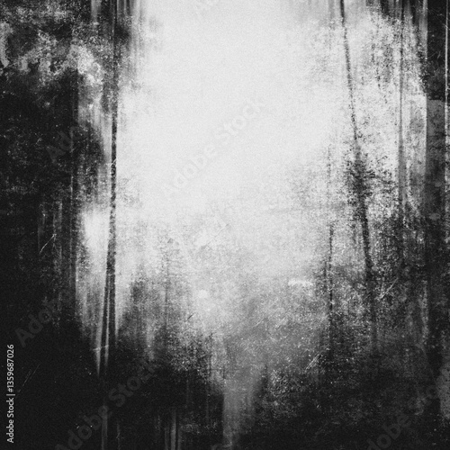 Black and white grunge nature wallpaper, abstract forest background