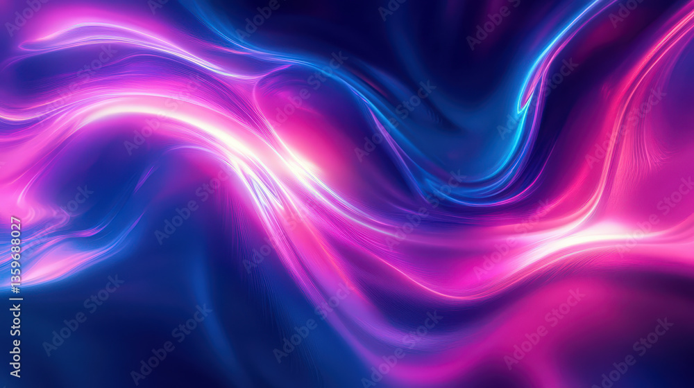 A purple and blue wave with a pink and white glow A purple and blue wave with a pink and white glow