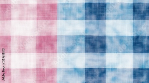 Wallpaper Mural Pink and blue gingham fabric texture. Ideal for textile, fashion, and design projects needing a soft, checkered background. Torontodigital.ca