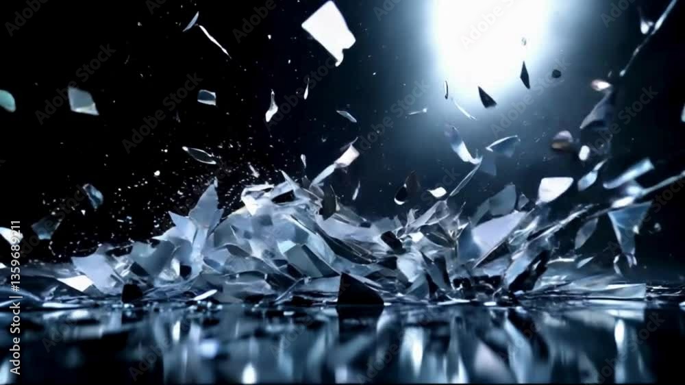 A shattered mirror effect where broken pieces move at high speed