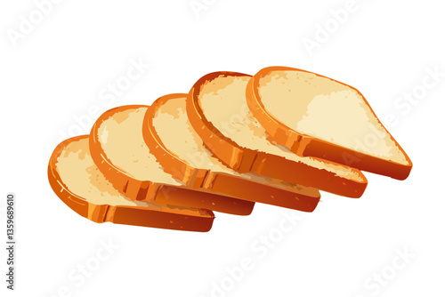 Rebanadas de pan, fondo blanco, realista, estilo 4k
