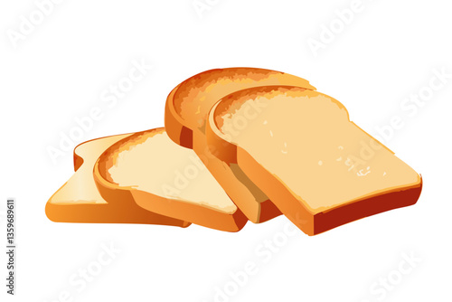 Rebanadas de pan, fondo blanco, realista, estilo 4k