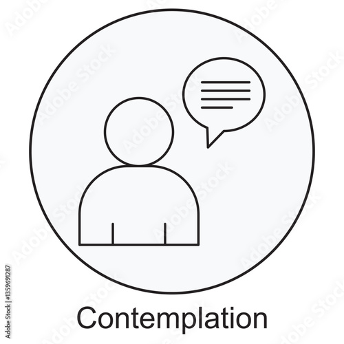 Contemplation Icon, The Art of Contemplation Finding Clarity in Thought, Deep Reflection Unlocking the Power of Contemplation, vector