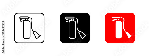 Fire extinguisher icon. Emergency safety vector illustration. Fire prevention and hazard protection symbol. Warning sign for firefighting equipment and suppression systems.