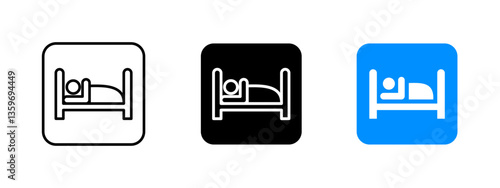 Hotel icon. Accommodation and lodging vector illustration. Bed and sleep symbol. Travel and tourism sign for motels, hostels and overnight stays.