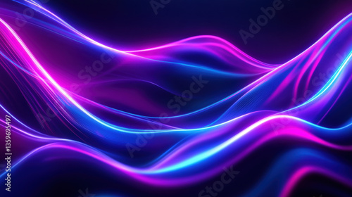 Wallpaper Mural Vibrant waves of light in shades of pink and blue create mesmerizing abstract background, evoking sense of energy and movement. smooth curves and glowing lines enhance visual appeal Torontodigital.ca