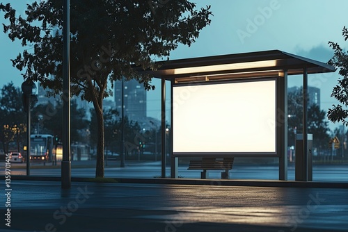 Flawless Visual of Mockup Billboard in Bus Stop photo