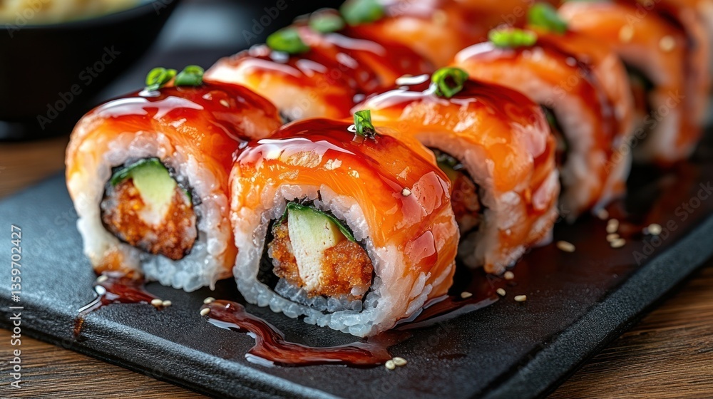 Teriyaki Salmon Sushi Rolls Teriyaki Salmon Sushi Rolls