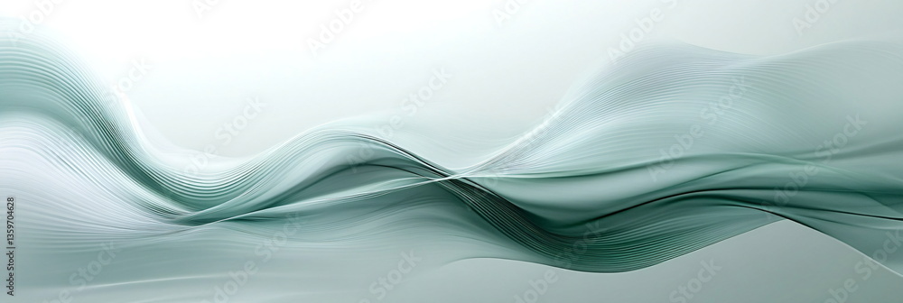Fototapeta premium light green background with an elegant and flowing design featuring soft curves that create the shape of waves