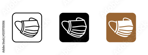 Mask icon. Medical face protection vector illustration. Safety and hygiene symbol for healthcare and respiratory protection. Disposable protective equipment sign for virus and infection prevention.