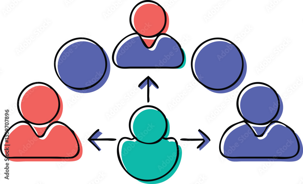 Vector illustration of a family of four with a teamwork and community concept Vector illustration of a family of four with a teamwork and community concept