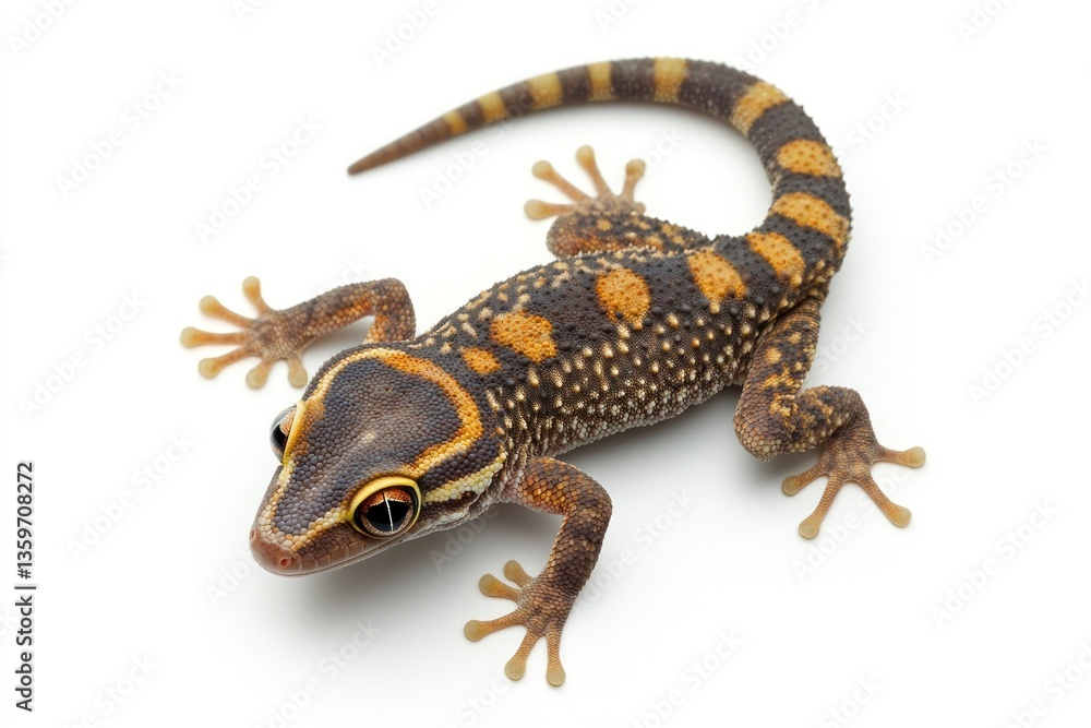Naklejka premium Isolated Gecko Walking on White Background with Detailed Skin Pattern