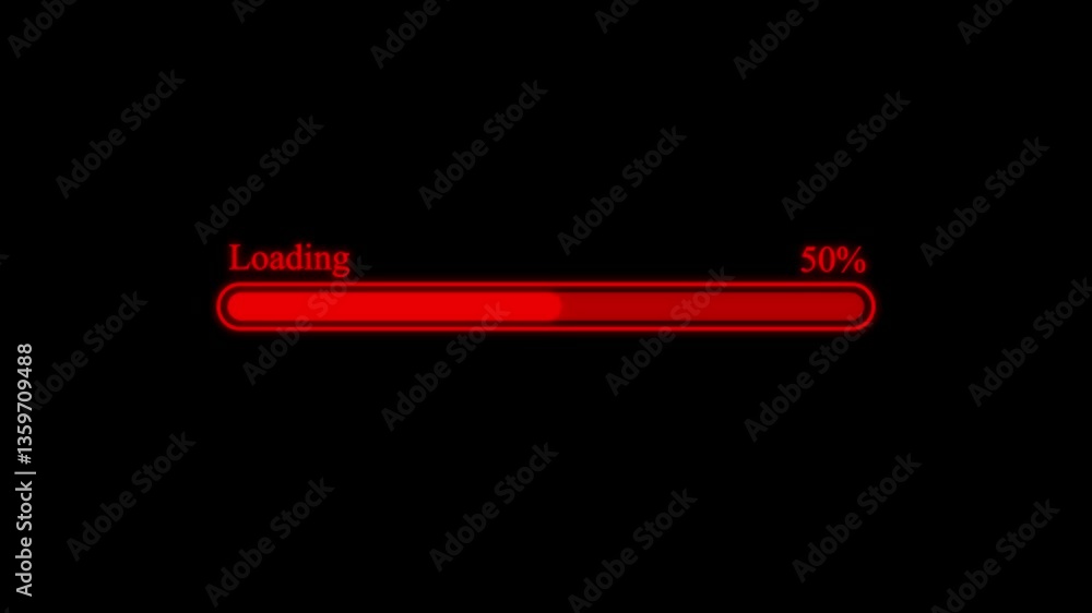 Red color loading bar process animation, loading bar 0-100 with black background.. Red color loading bar process animation, loading bar 0-100 with black background..