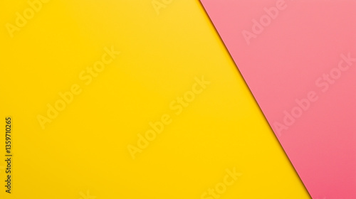 Free Download Diagonal yellow and pink color block background for modern branding presentation or playful graphic design layout. Flat lay backdrop - GFXLoad