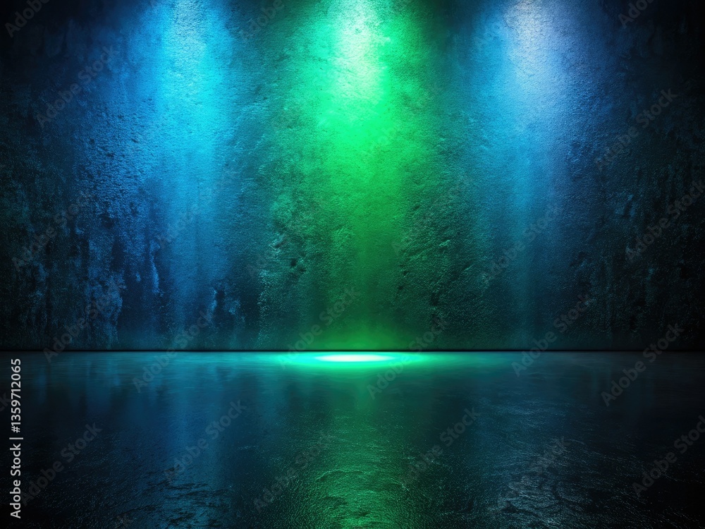 Obraz premium Night photography's dark elegance: AI-generated black, blue, and green gradient art.